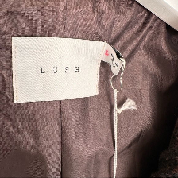 Lush Women’s Draped Faux Suede and Sweater Brown Open Front Moto Jacket Sz L - Picture 11 of 16